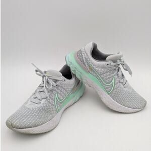 Nike React Infinity Run Flyknit 3 Platinum Running Shoes Grey Mint Size US7 EU38
